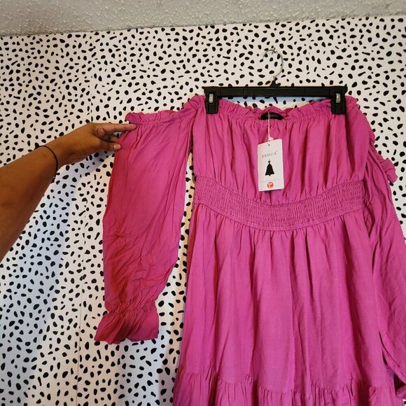 ZESICA Women's 2024 Sexy Boho Off Shoulder Puff Short Sleeve High Waist Ruffled - Picture 2 of 5